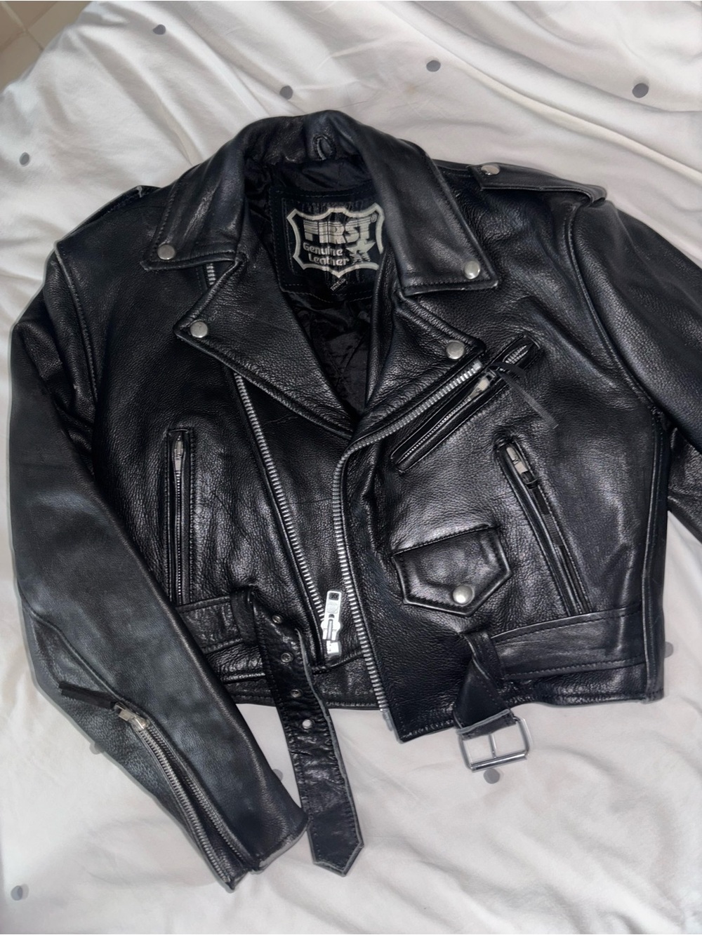 Genuine Leather Black Biker Jacket for women cropped